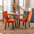 Nikki Collection Modern, High End Tufted Solid Wood Contemporary Velvet Upholstered Dining Chair With Wood Legs Trim 2 Pcs Set, Orange, Sw2001Og Orange Dining Room American Design Dining Chairs Rubberwood Foam Velvet