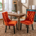 Nikki Collection Modern, High End Tufted Solid Wood Contemporary Velvet Upholstered Dining Chair With Wood Legs Trim 2 Pcs Set, Orange, Sw2001Og Orange Dining Room American Design Dining Chairs Rubberwood Foam Velvet