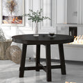 Farmhouse Round Extendable Dining Table With 16