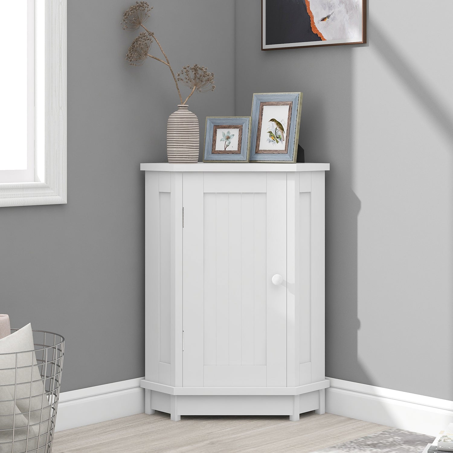 White Bathroom Cabinet Triangle Corner Storage