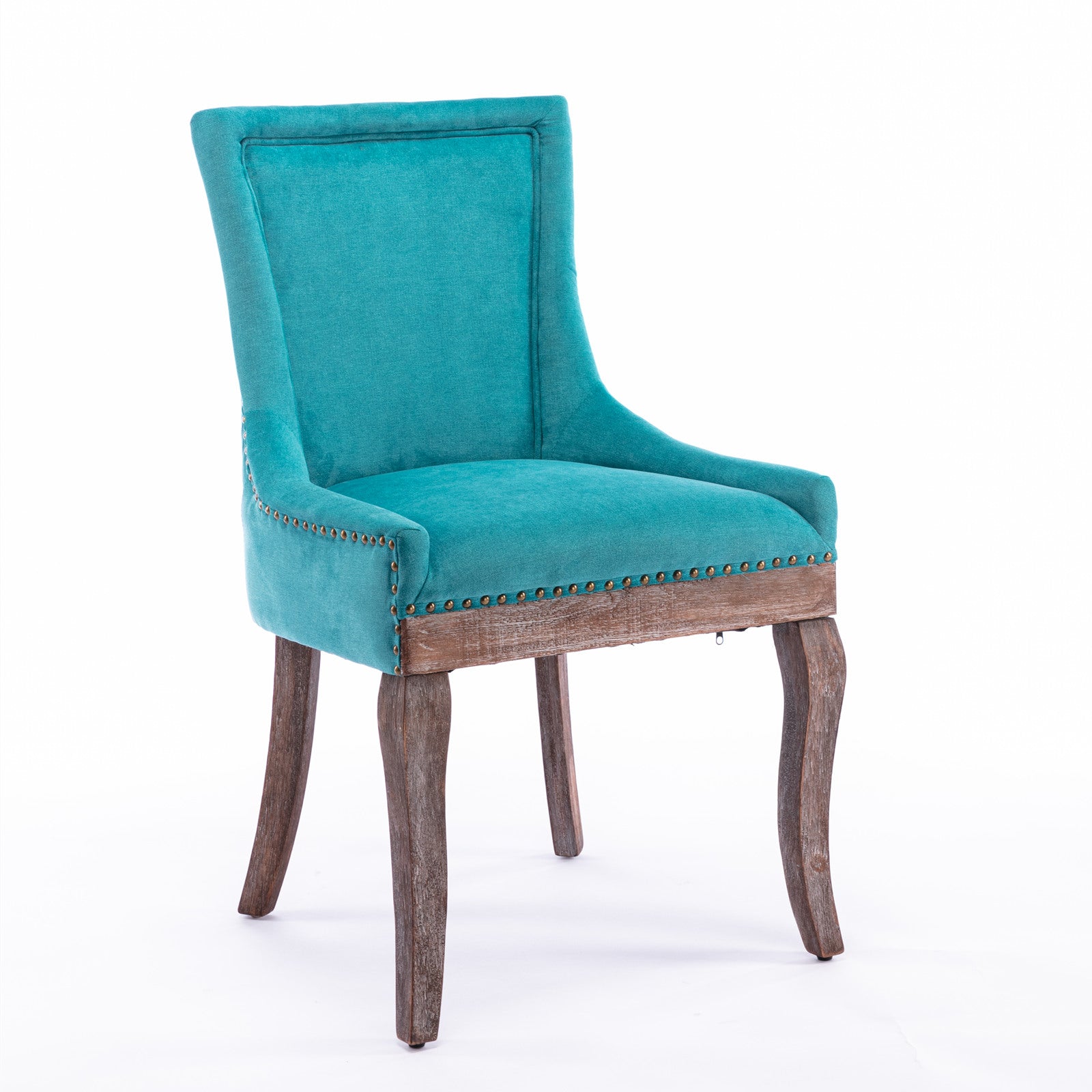 Ultra Side Dining Chair Thickened Fabric Chairs With Neutrally Toned Solid Wood Legs Bronze Nail Head Set Of 2 Blue Blue Foam Fabric