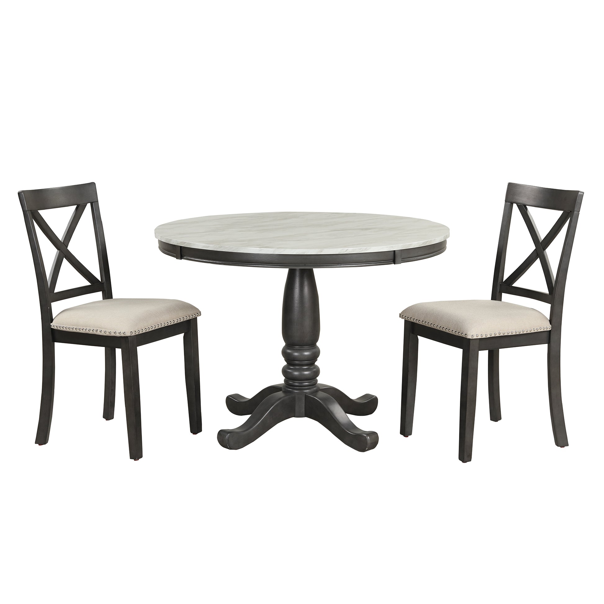 Orisfur. 5 Pieces Dining Table And Chairs Set For 4 Persons, Kitchen Room Solid Wood Table With 4 Chairs Gray Mdf Solid Wood