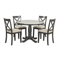 Orisfur. 5 Pieces Dining Table And Chairs Set For 4 Persons, Kitchen Room Solid Wood Table With 4 Chairs Gray Mdf Solid Wood