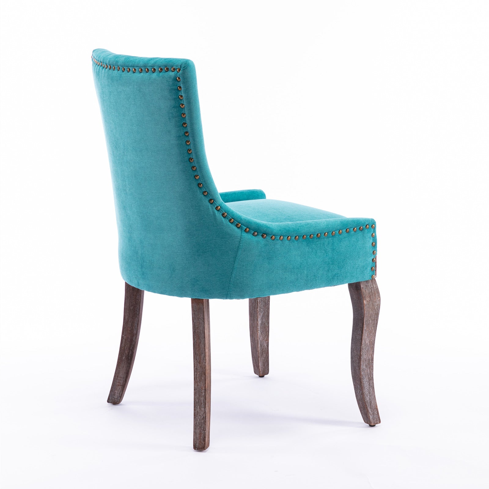 Ultra Side Dining Chair Thickened Fabric Chairs With Neutrally Toned Solid Wood Legs Bronze Nail Head Set Of 2 Blue Blue Foam Fabric