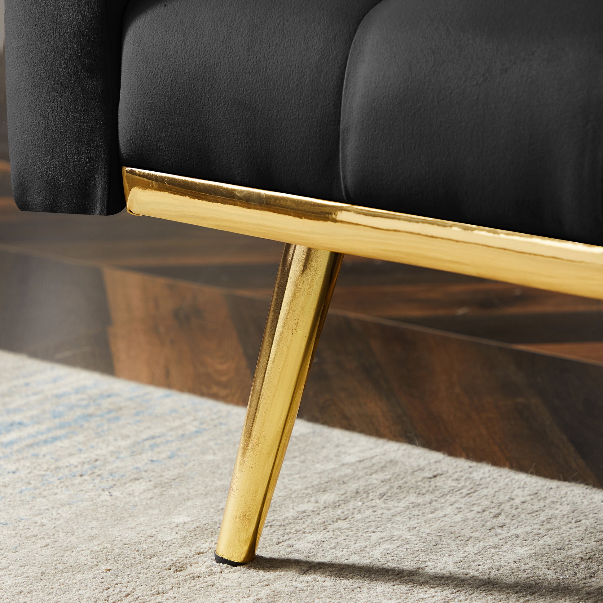 Black Convertible Folding Futon Sofa Bedsleeper Sofa Couch For Compact Living Space. Black Wood Tufted Back Square Arms Velvet