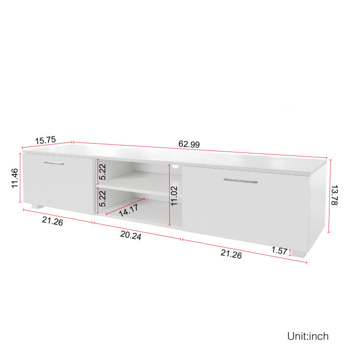 White Tv Stand For 70 Inch Tv Stands, Media Console Entertainment Center Television Table, 2 Storage Cabinet With Open Shelves For Living Room Bedroom White Mdf