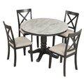 Orisfur. 5 Pieces Dining Table And Chairs Set For 4 Persons, Kitchen Room Solid Wood Table With 4 Chairs Gray Mdf Solid Wood