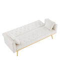 Cream White Convertible Folding Futon Sofa Bedsleeper Sofa Couch For Compact Living Space. Cream White Wood Tufted Back Square Arms Foam Velvet
