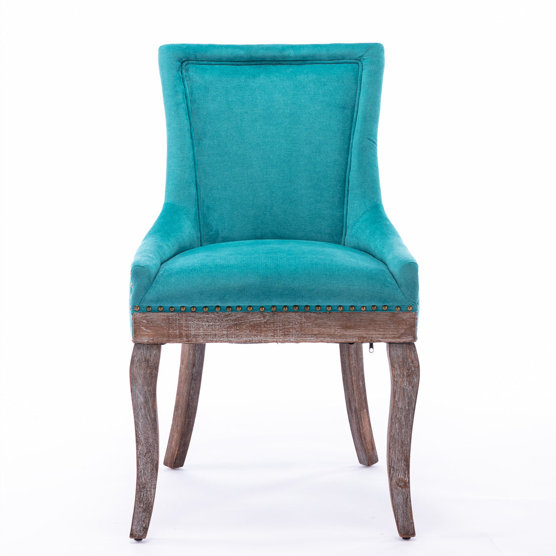 Ultra Side Dining Chair Thickened Fabric Chairs With Neutrally Toned Solid Wood Legs Bronze Nail Head Set Of 2 Blue Blue Foam Fabric