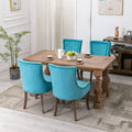 Ultra Side Dining Chair Thickened Fabric Chairs With Neutrally Toned Solid Wood Legs Bronze Nail Head Set Of 2 Blue Blue Foam Fabric