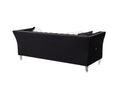 L8085B Three Seat Sofa Black Black Velvet