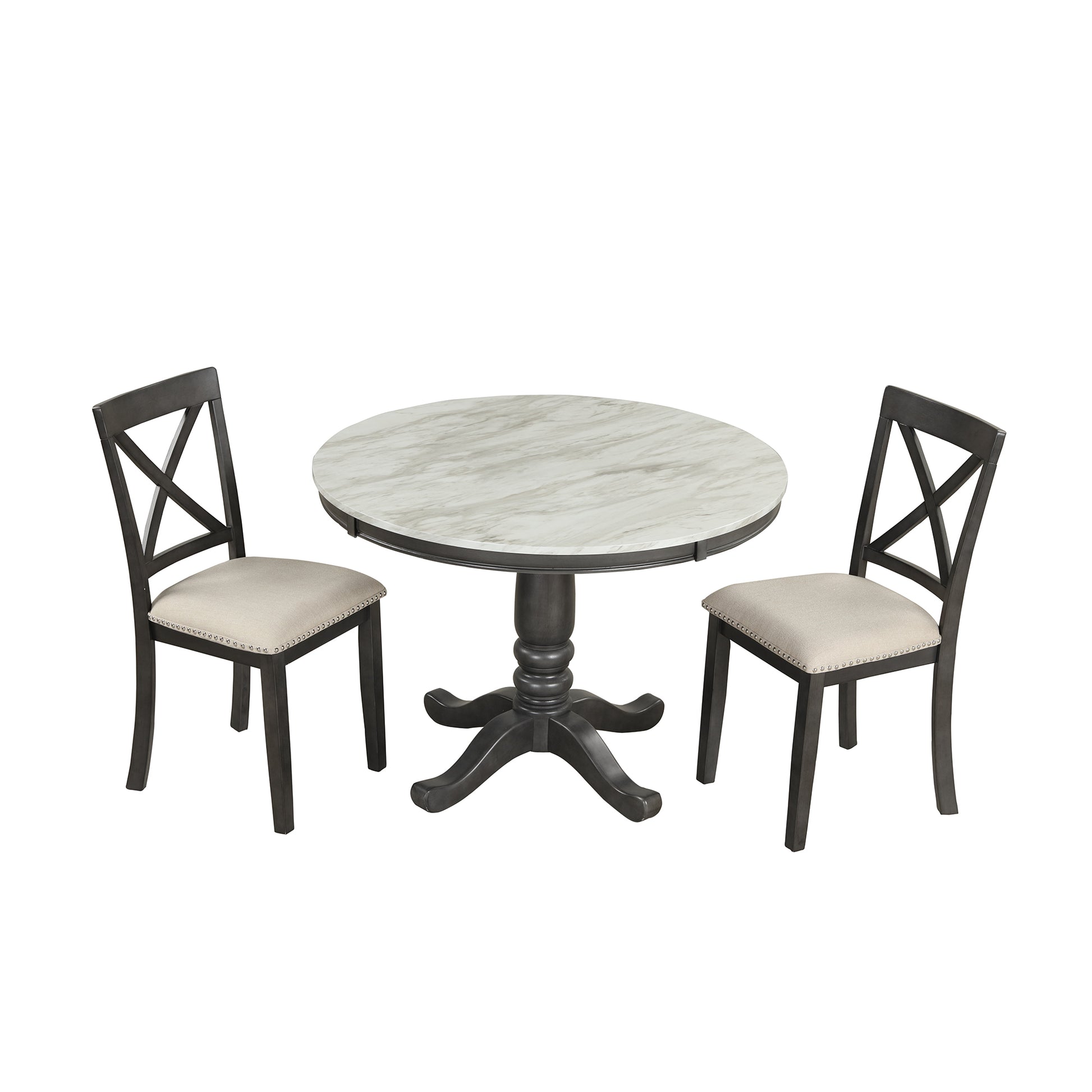 Orisfur. 5 Pieces Dining Table And Chairs Set For 4 Persons, Kitchen Room Solid Wood Table With 4 Chairs Gray Mdf Solid Wood