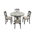 Orisfur. 5 Pieces Dining Table And Chairs Set For 4 Persons, Kitchen Room Solid Wood Table With 4 Chairs Gray Mdf Solid Wood