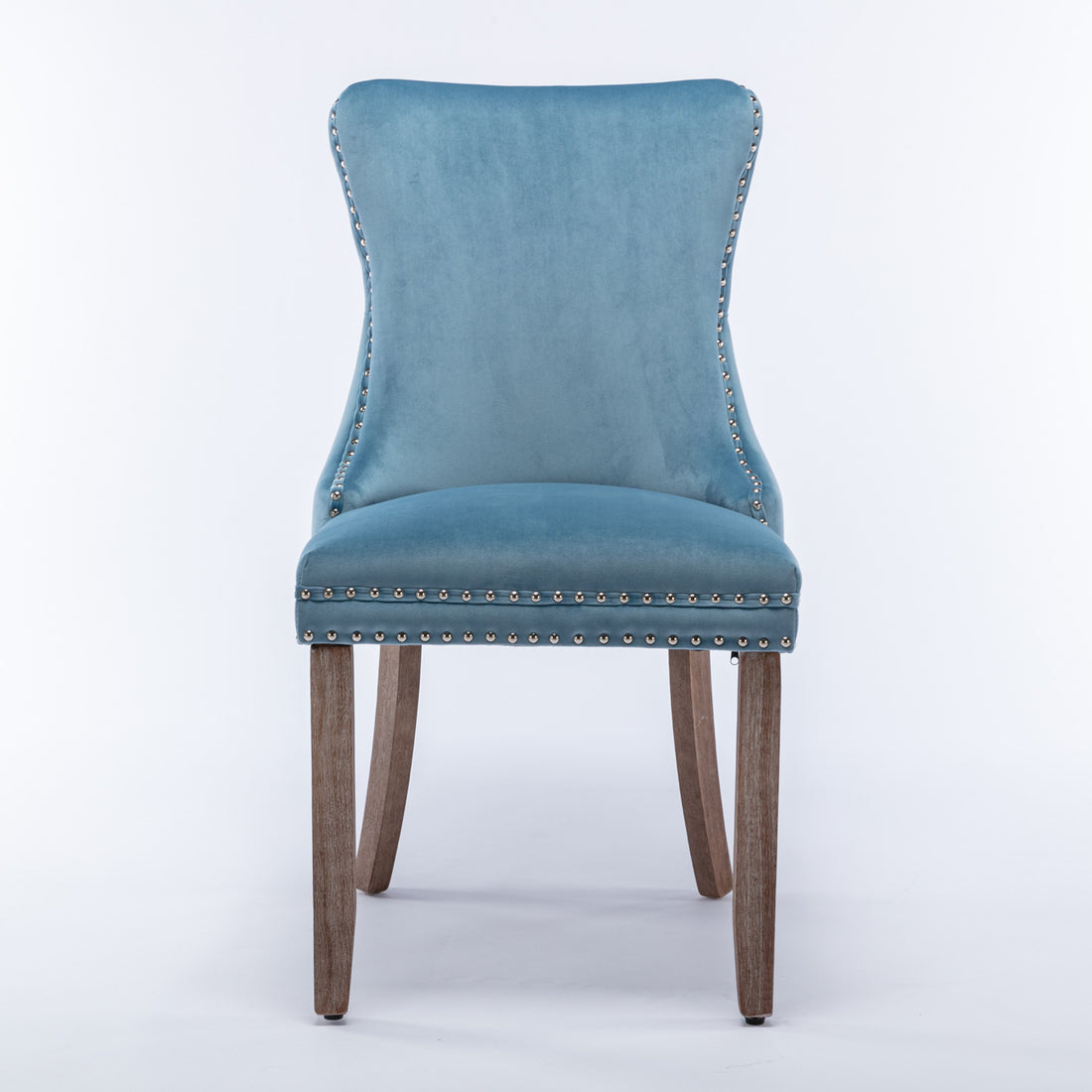 Upholstered Wing Back Dining Chair With Backstitching Trim And Solid Wood Legs,Set Of 2, Light Blue,Sw8809Lb, Kd Light Blue Dining Room American Design Rubberwood Foam Velvet