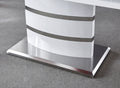 Expandable Glass Top Table With Butterfly Leaf, White Lacquer Mdf Base With Stainless Steel 70.9