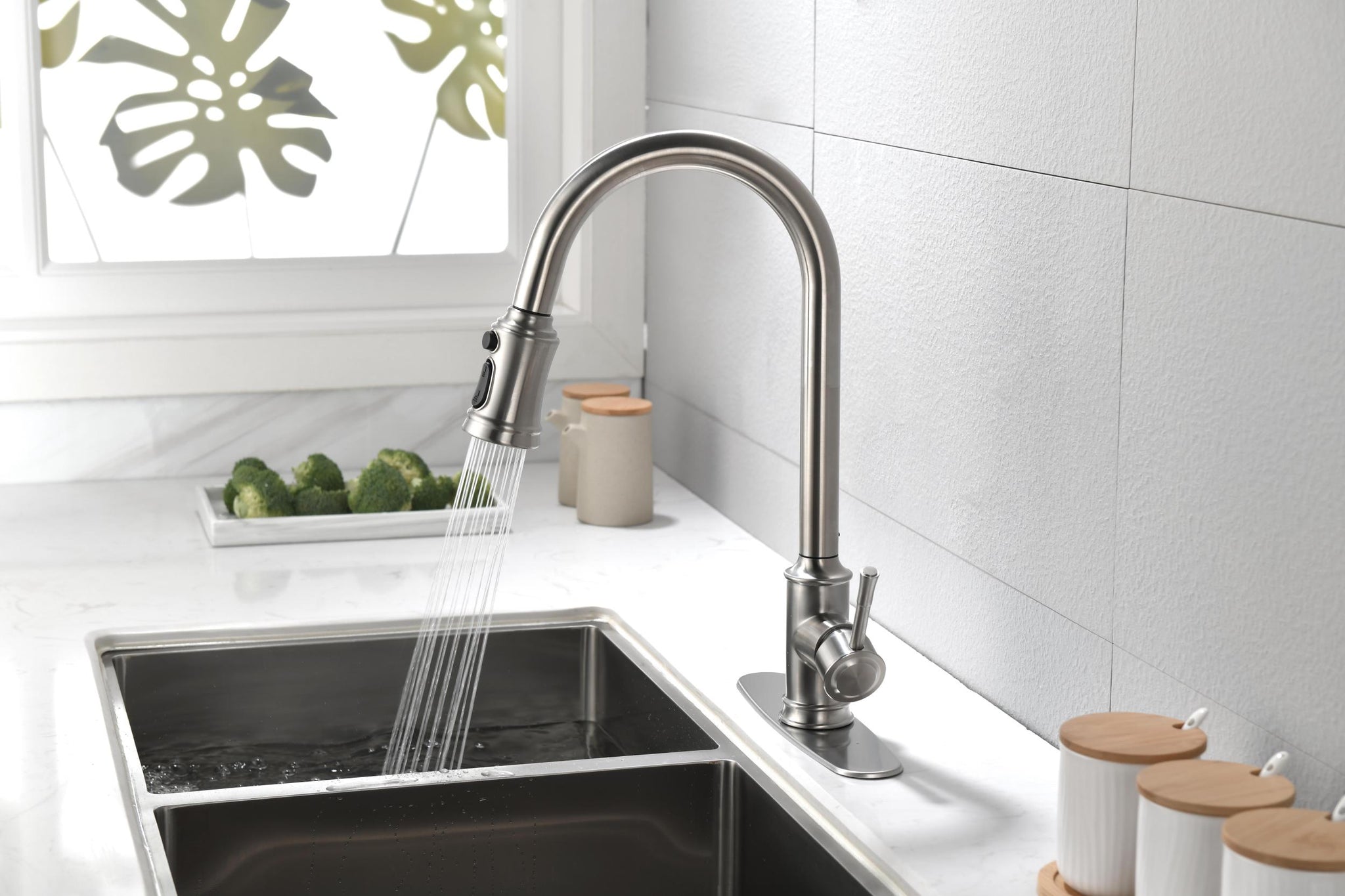 Touch Kitchen Faucet with Pull Down Sprayer brushed nickel-stainless steel