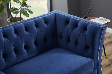 L8085B Two Seat Three Seat Sofa Navy Blue Navy Blue Velvet