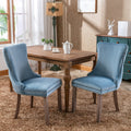 Upholstered Wing Back Dining Chair With Backstitching Trim And Solid Wood Legs,Set Of 2, Light Blue,Sw8809Lb, Kd Light Blue Dining Room American Design Rubberwood Foam Velvet