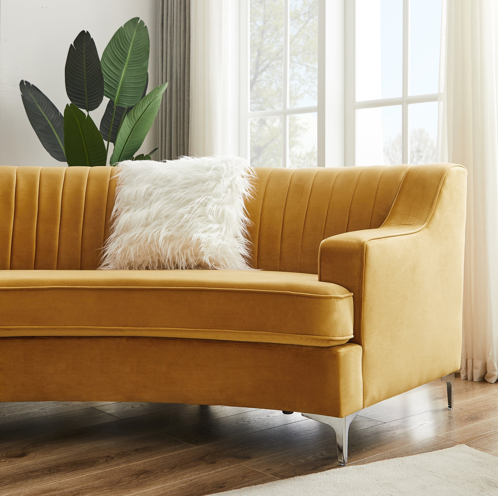 Gold Velvet Curved Sofa Gold Velvet