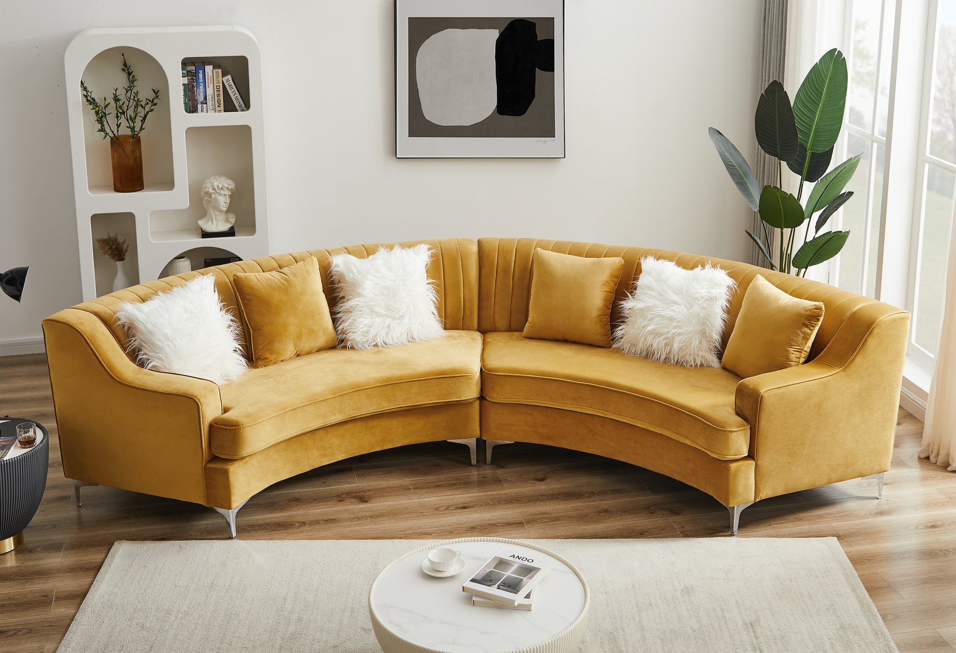 Gold Velvet Curved Sofa Gold Velvet