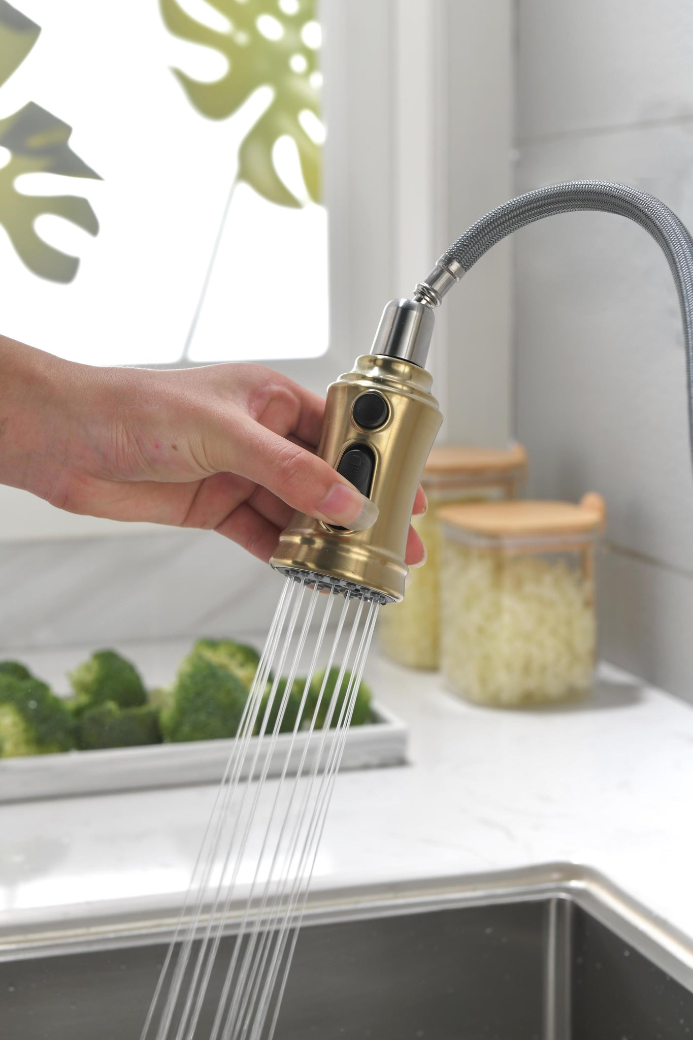 Touch Kitchen Faucet with Pull Down Sprayer gold-stainless steel