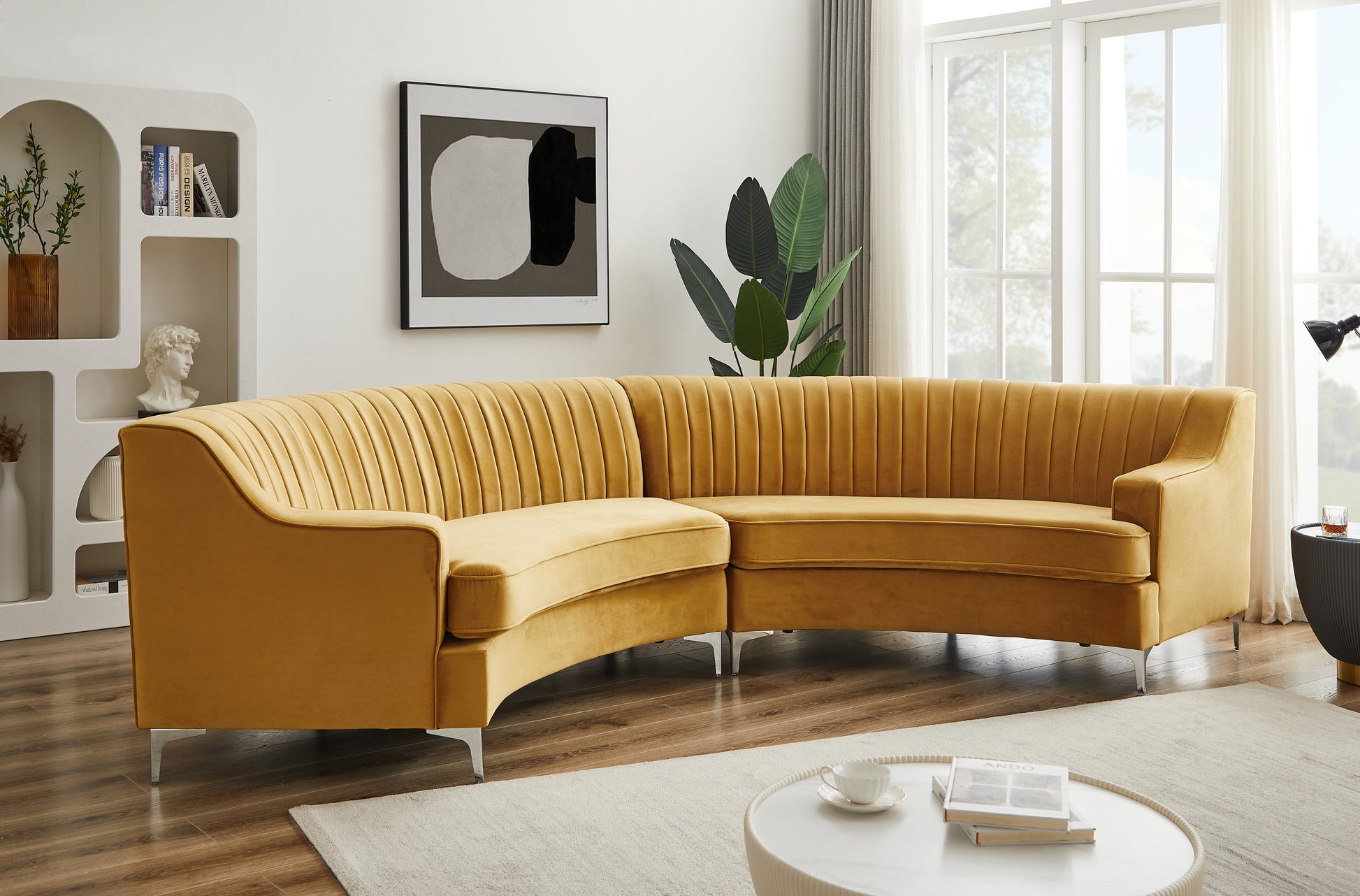 Gold Velvet Curved Sofa Gold Velvet