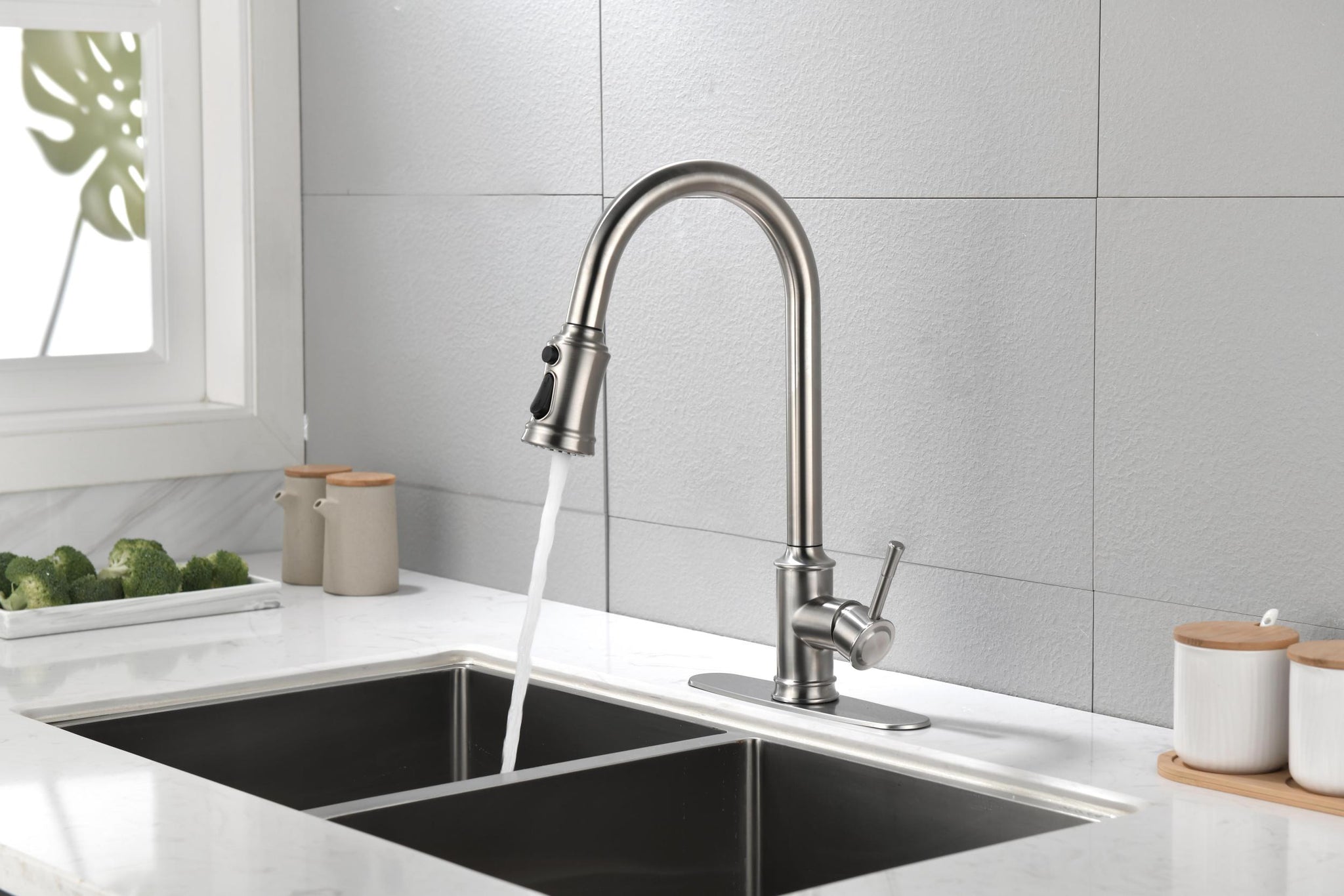 Touch Kitchen Faucet with Pull Down Sprayer brushed nickel-stainless steel