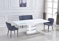 Expandable Glass Top Table With Butterfly Leaf, White Lacquer Mdf Base With Stainless Steel 70.9