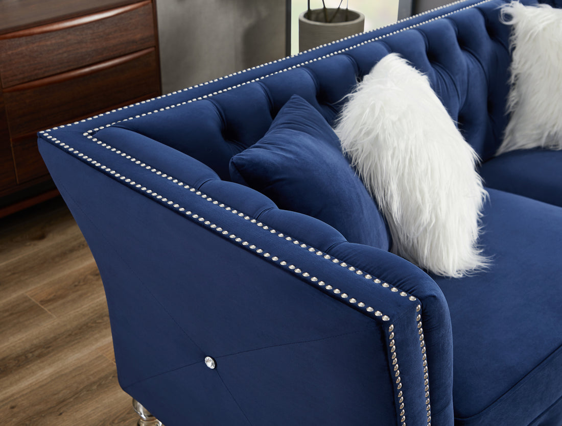 L8085 Two Seater Sofa Navy Blue Navy Blue Velvet