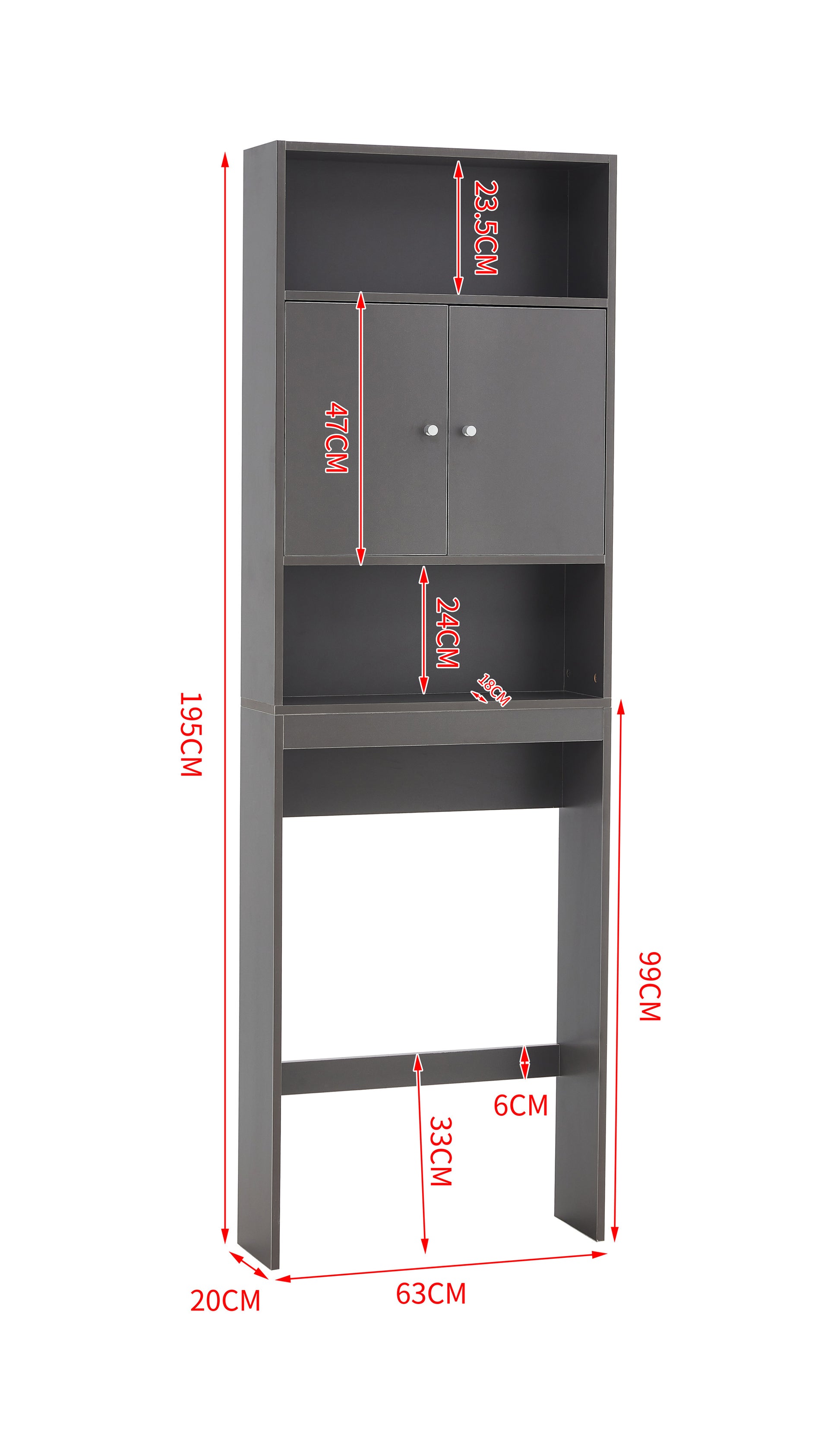 Home Bathroom Shelf Over The Toilet, Bathroom Spacesaver, Bathroom, Tollilet Storage Cabinet, Gray Gray Mdf