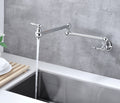 Wall Mount Folding Kitchen Pot Filler Faucet Chrome Brass