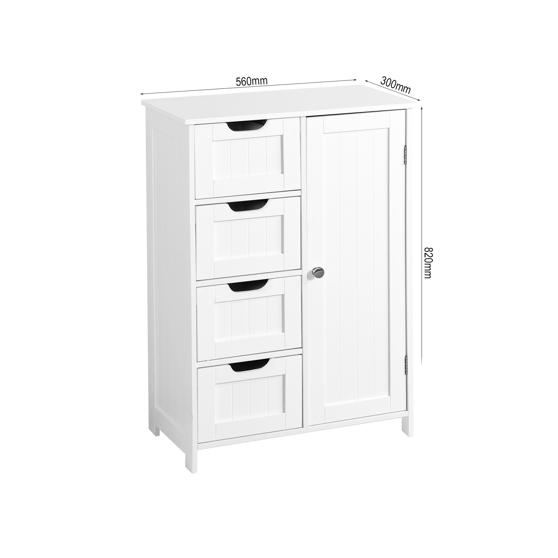 White Bathroom Storage Cabinet, Floor Cabinet With Adjustable Shelf And Drawers White Mdf