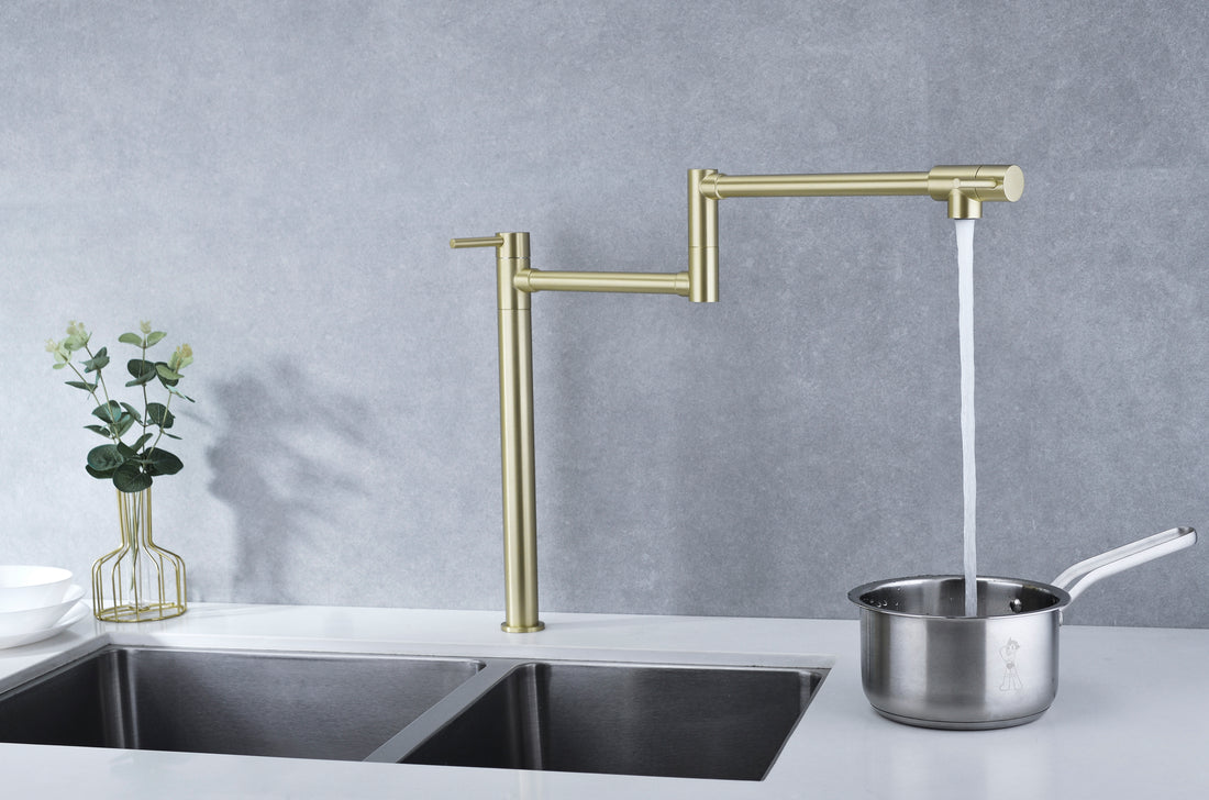 Pot Filler Faucet With Extension Shank Gold Brass