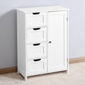 White Bathroom Storage Cabinet, Floor Cabinet With Adjustable Shelf And Drawers White Mdf