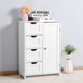 White Bathroom Storage Cabinet, Floor Cabinet With Adjustable Shelf And Drawers White Mdf