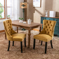 Nikki Collection Modern, High End Tufted Solid Wood Contemporary Velvet Upholstered Dining Chair With Wood Legs Trim 2 Pcs Set,Gloden, Sw2001Gl Gold Dining Room American Design Rubberwood Foam Velvet