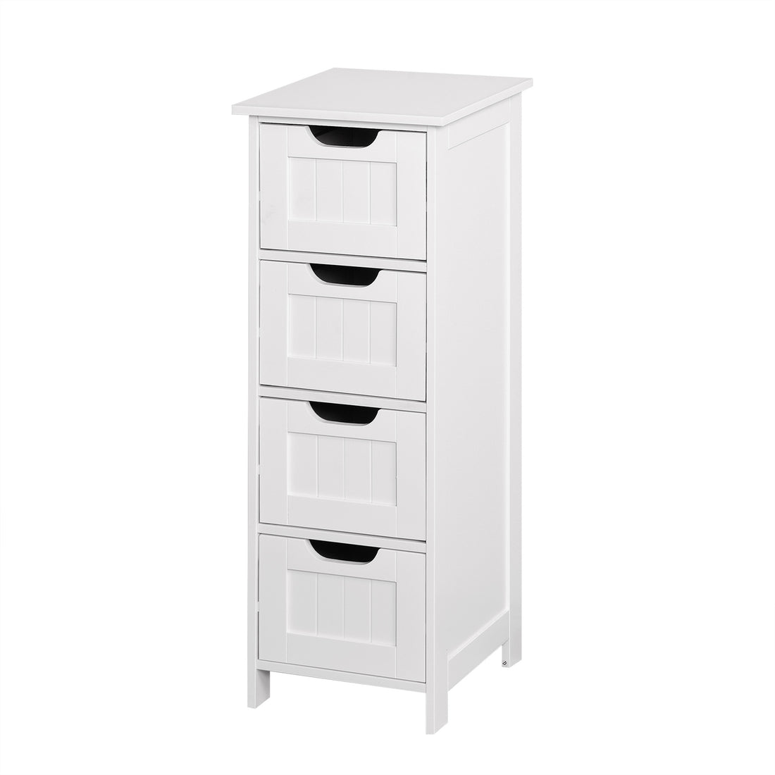 White Bathroom Storage Cabinet, Freestanding Cabinet With Drawers White Mdf