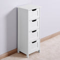 White Bathroom Storage Cabinet, Freestanding Cabinet With Drawers White Mdf