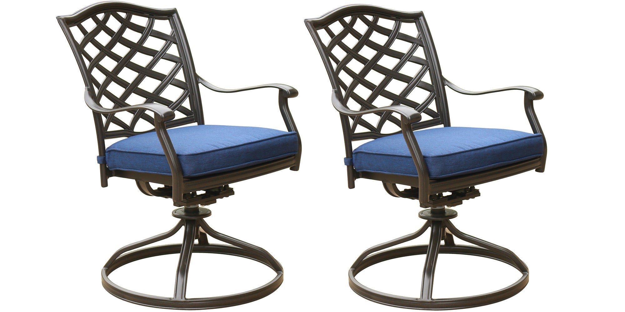 Outdoor Patio Aluminum Swivel Rocker Dining Chair with navy blue-foam-aluminum