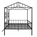 Metal House Bed Frame Full Size With Slatted Support No Box Spring Needed Black Full Black Metal