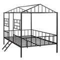 Metal House Bed Frame Full Size With Slatted Support No Box Spring Needed Black Full Black Metal