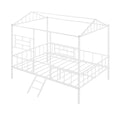 Metal House Bed Frame Full Size With Slatted Support No Box Spring Needed White Full White Metal