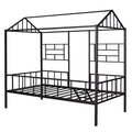Metal House Bed Frame Twin Size With Slatted Support No Box Spring Needed Black Twin Black Metal