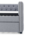 Daybed With Trundle Upholstered Tufted Sofa Bed, With Button And Copper Nail On Square Arms,Full Daybed & Twin Trundle, Grey 85