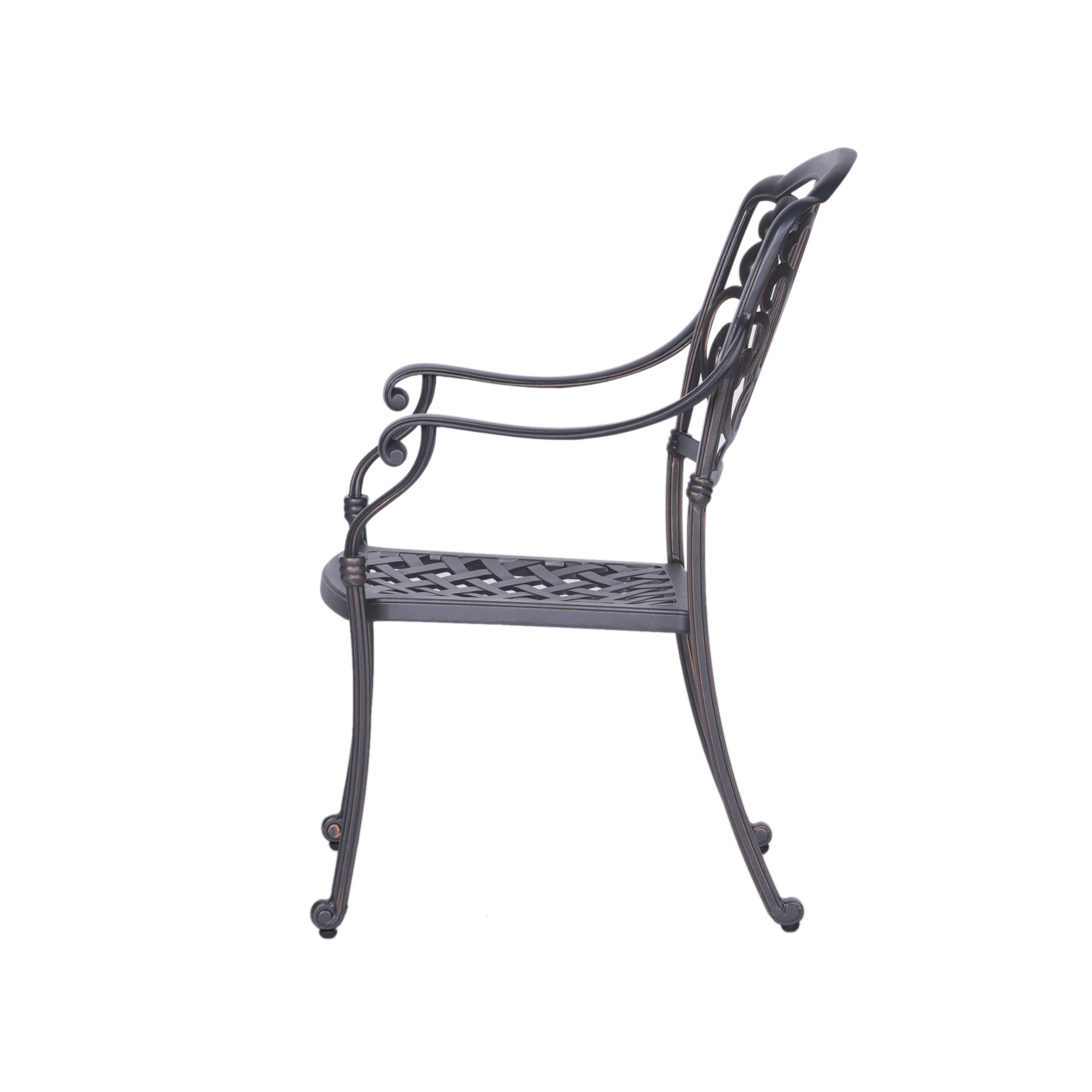 Patio Outdoor Aluminum Dining Armchair With Cushion dark gray+white-foam-aluminum