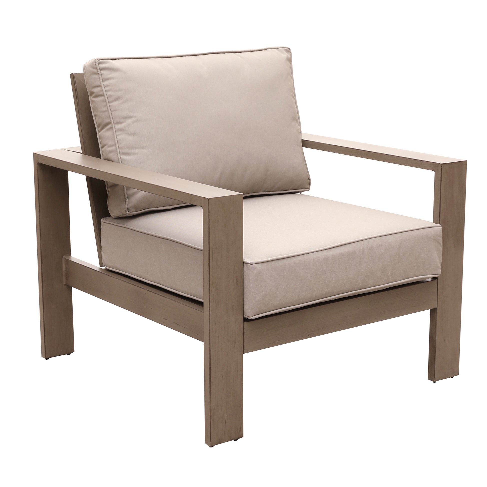 Club Chair, Wood Grained Pewter Foam Aluminum