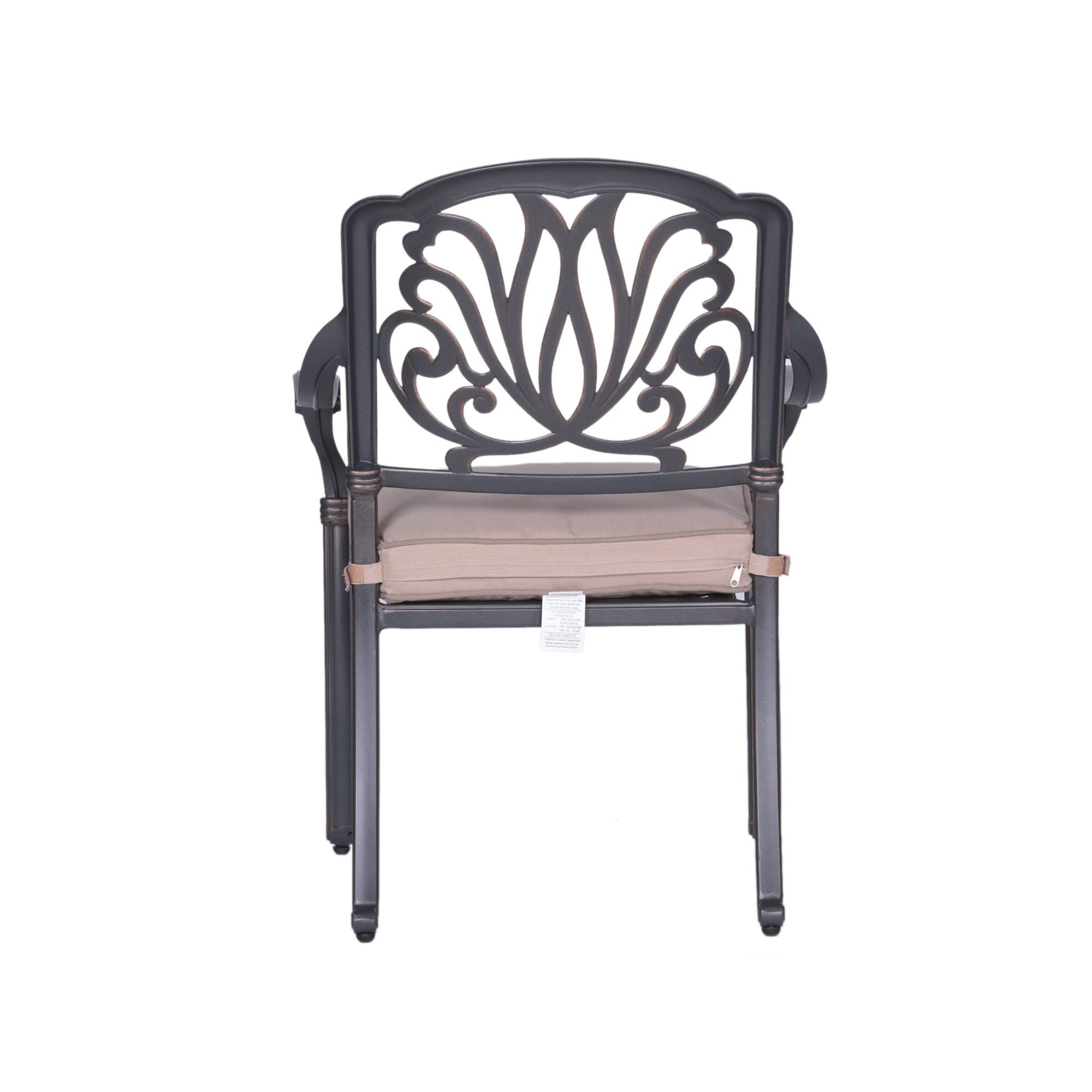 Patio Outdoor Aluminum Dining Armchair With Cushion grey+ivory-foam-aluminum