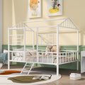 Metal House Bed Frame Full Size With Slatted Support No Box Spring Needed White Full White Metal