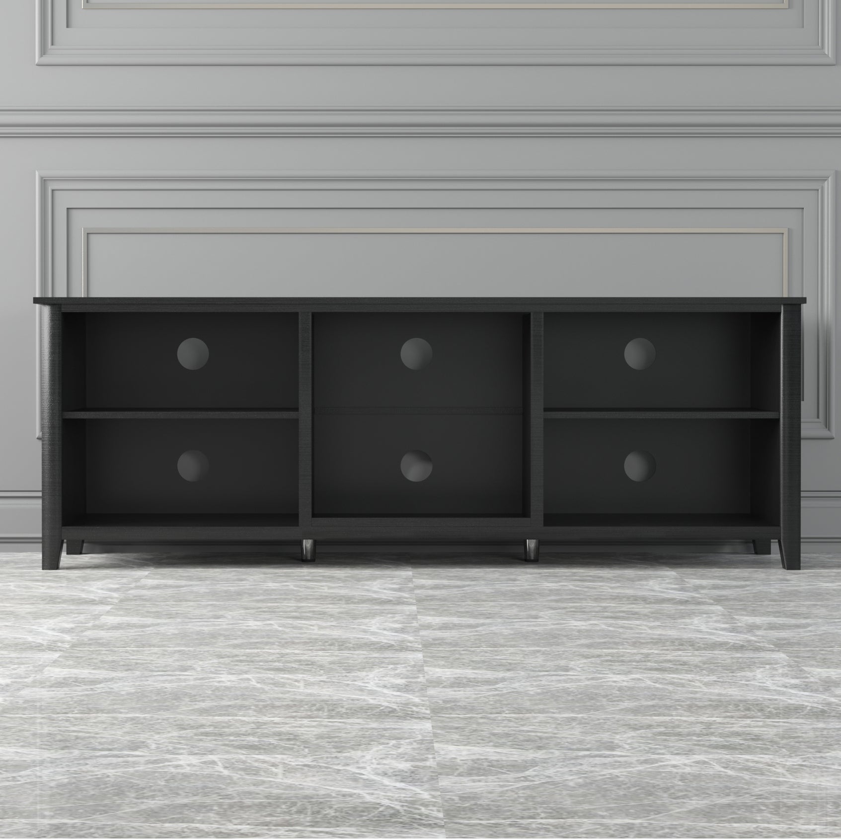 Tv Stand Storage Media Console Entertainment Center,Tradition Black Black Particle Board