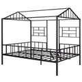 Metal House Bed Frame Full Size With Slatted Support No Box Spring Needed Black Full Black Metal